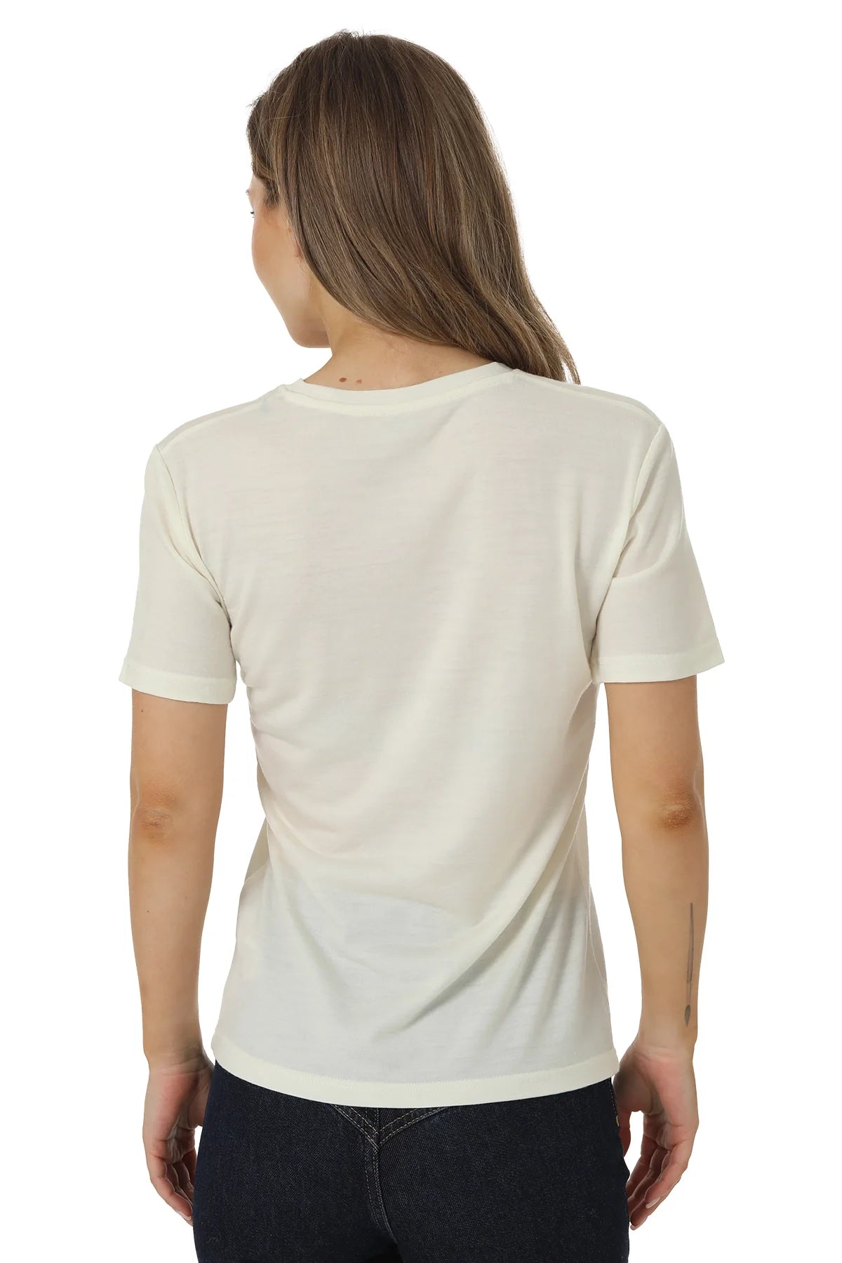 Women's Merino T-shirt 180 White Creamy | V-neck