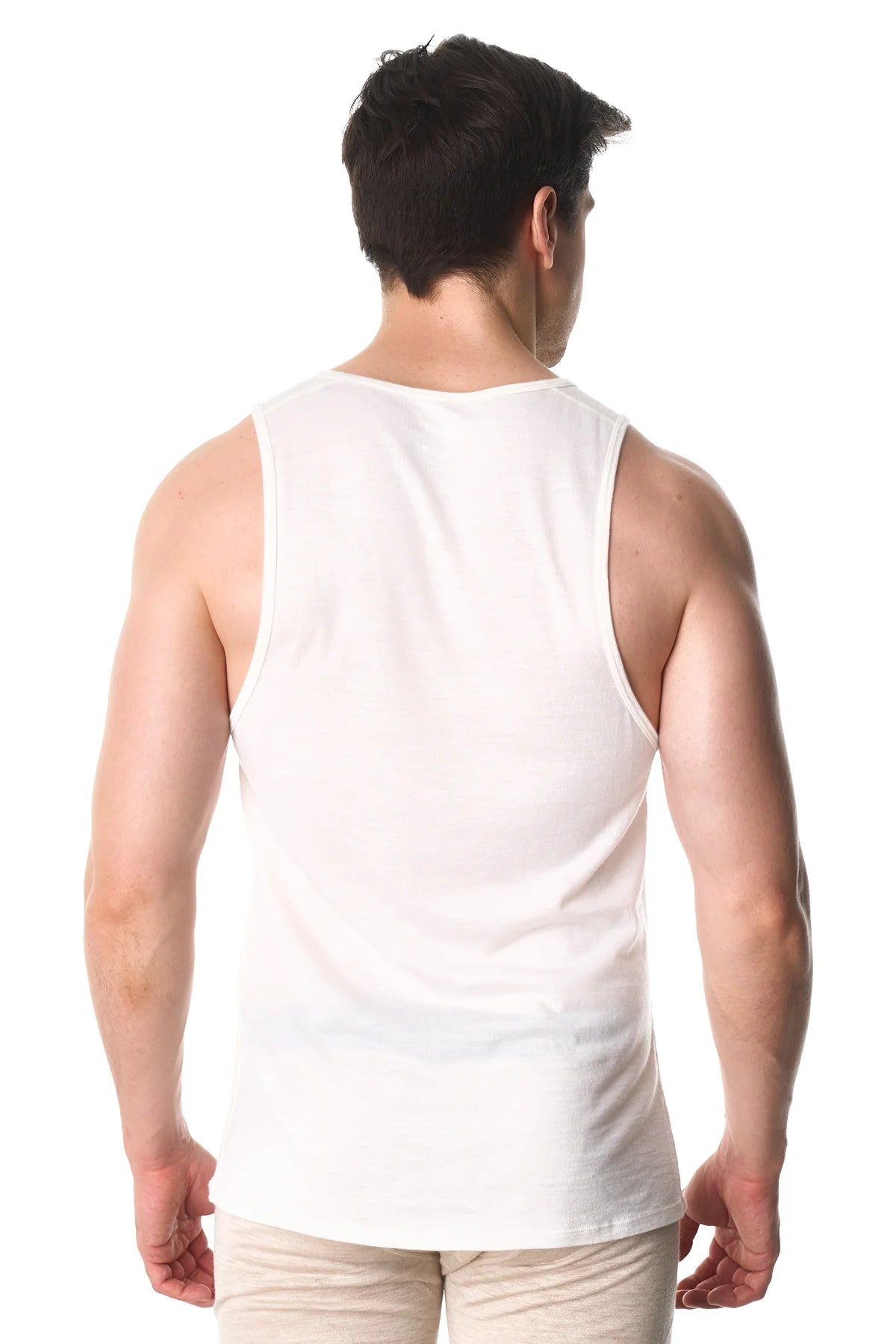 Men's Merino Wool Tank Top A-Shirt White Creamy