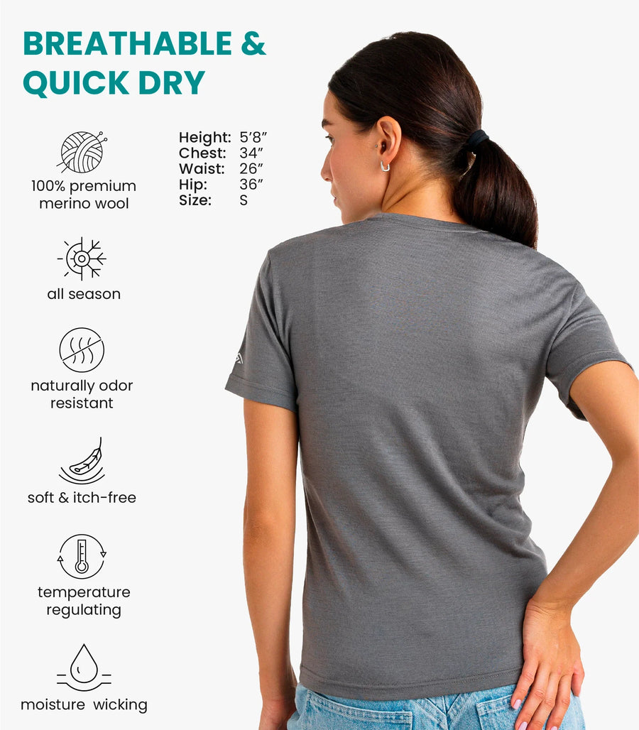 Women's Merino T-shirt 180 Perfect Gray | Crewneck