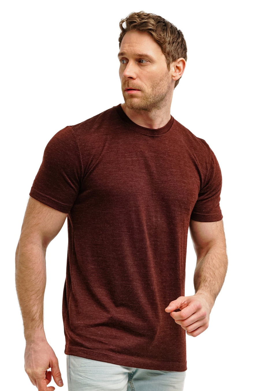 Men's Merino T-shirt 180 Bordo Wine Melange (+socks)