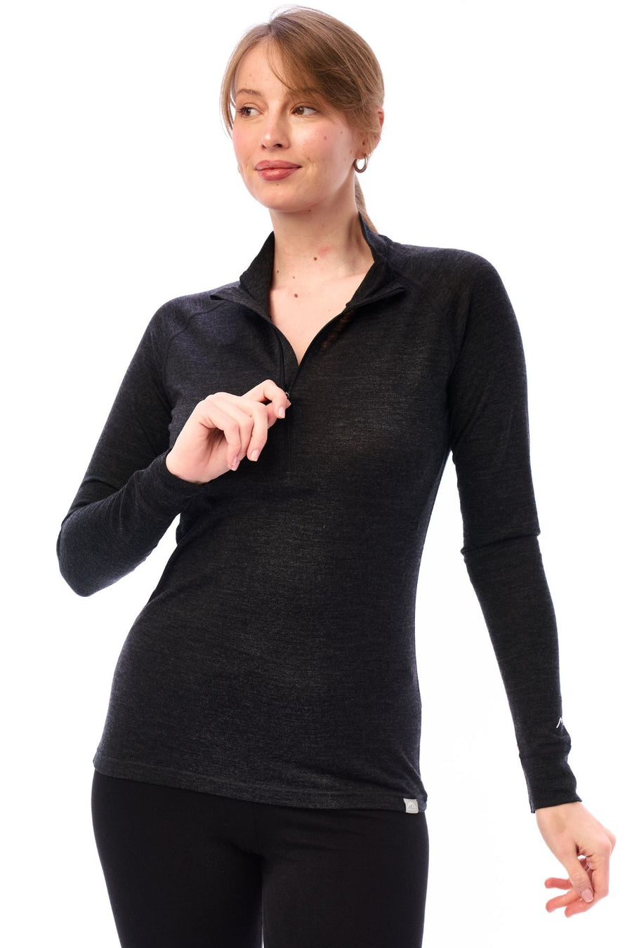 Women's Merino Half Zip Long Sleeve 165 Charcoal Grey