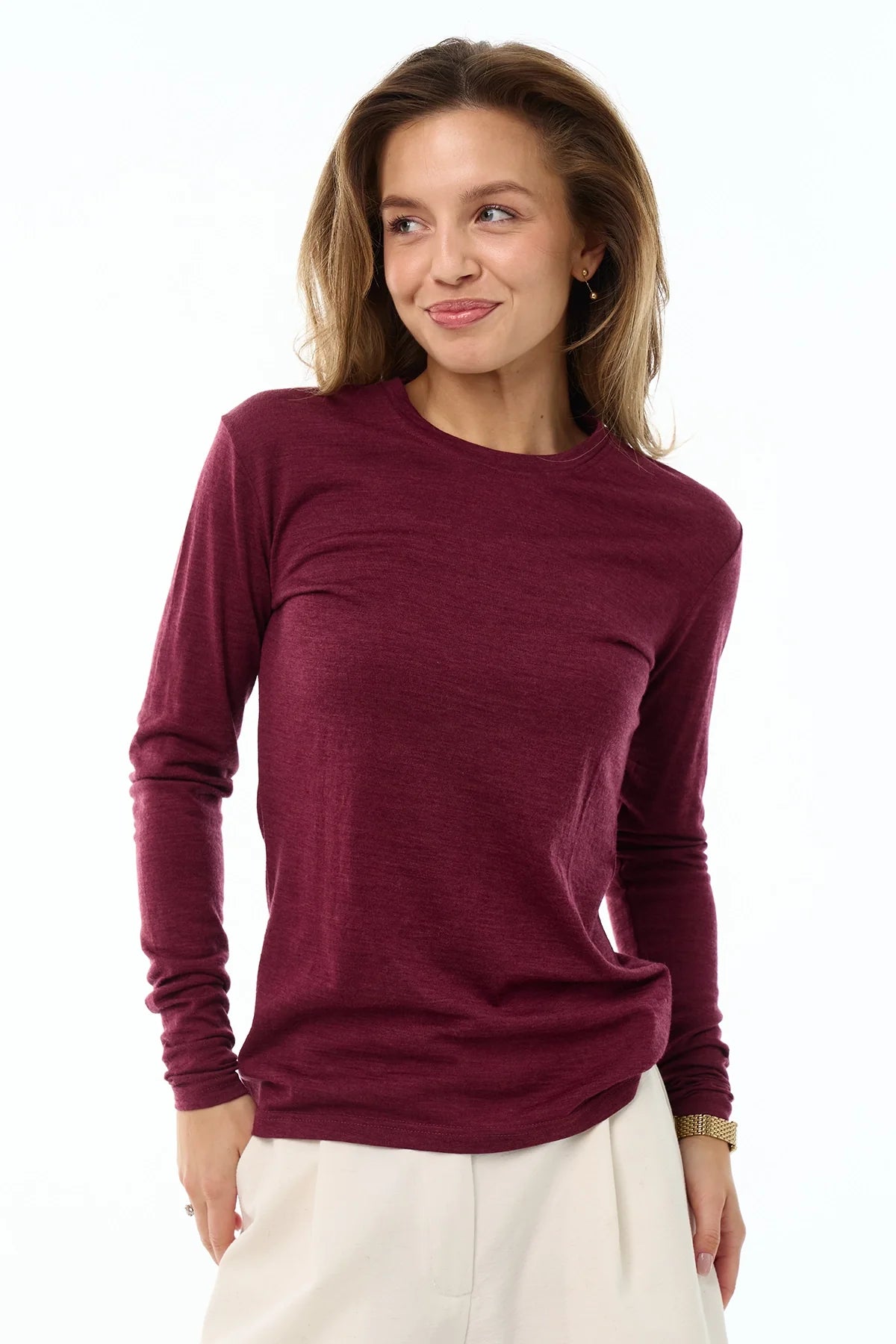 Women's Merino Long Sleeve 190 Burgundy