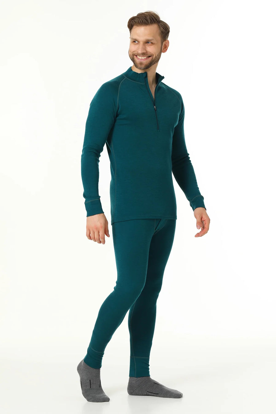 Men's Merino Thermal Set Zip 250 Deep Teal