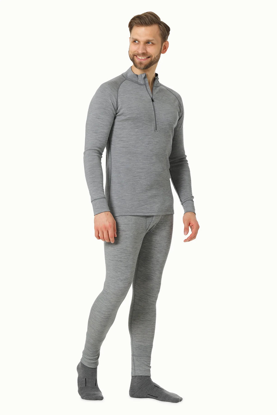 Men's Merino Thermal Set Zip 250 Heather Grey