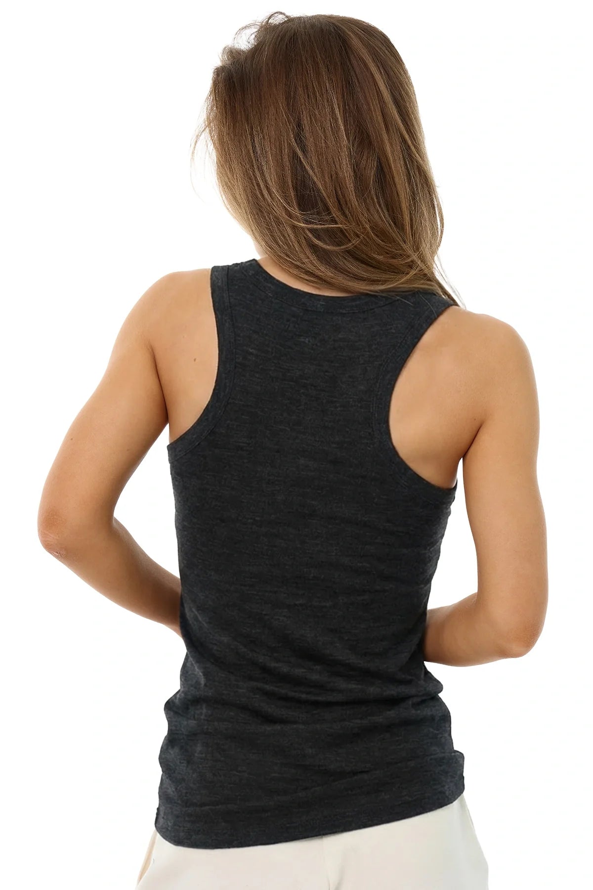 Women's Merino Wool Basic Tank Top Charcoal