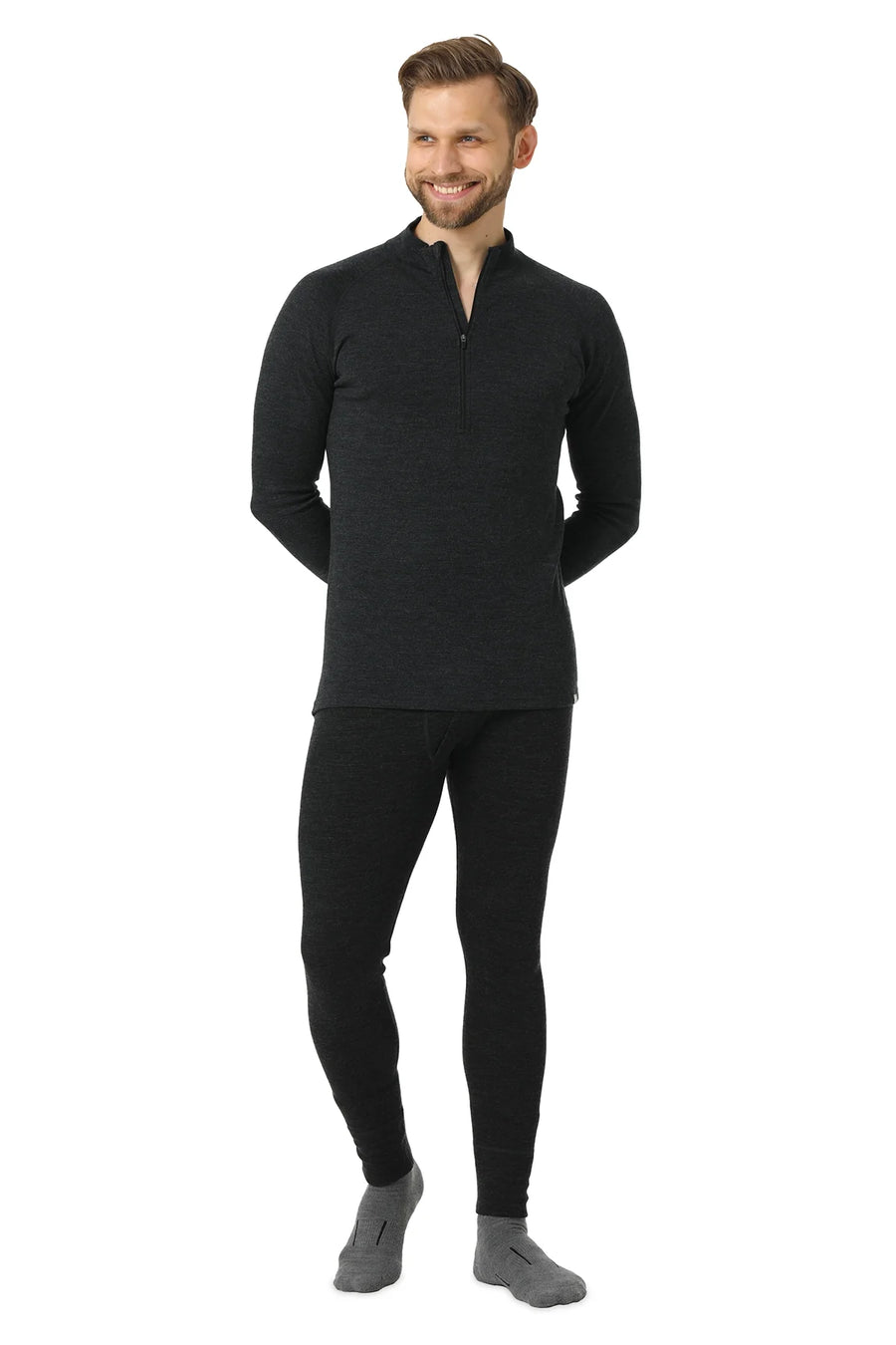 Men's Merino Thermal Set Zip 250 Charcoal Grey