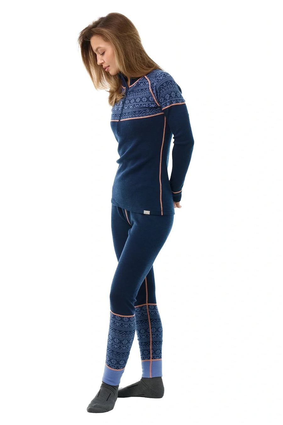 Women's Merino Thermal Set 250 Nordic Tale Berry Zip-Up