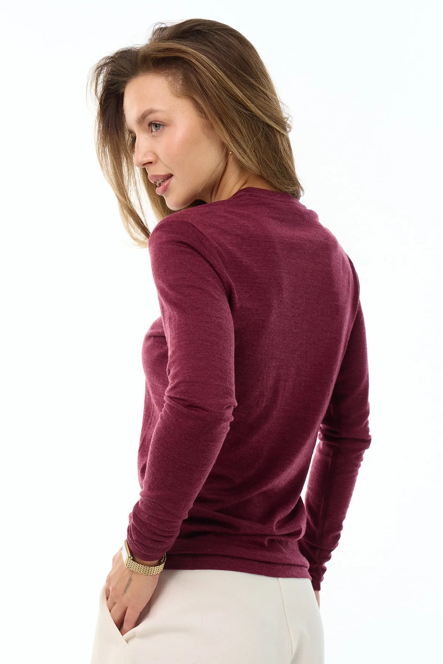 Women's Merino Long Sleeve 190 Burgundy