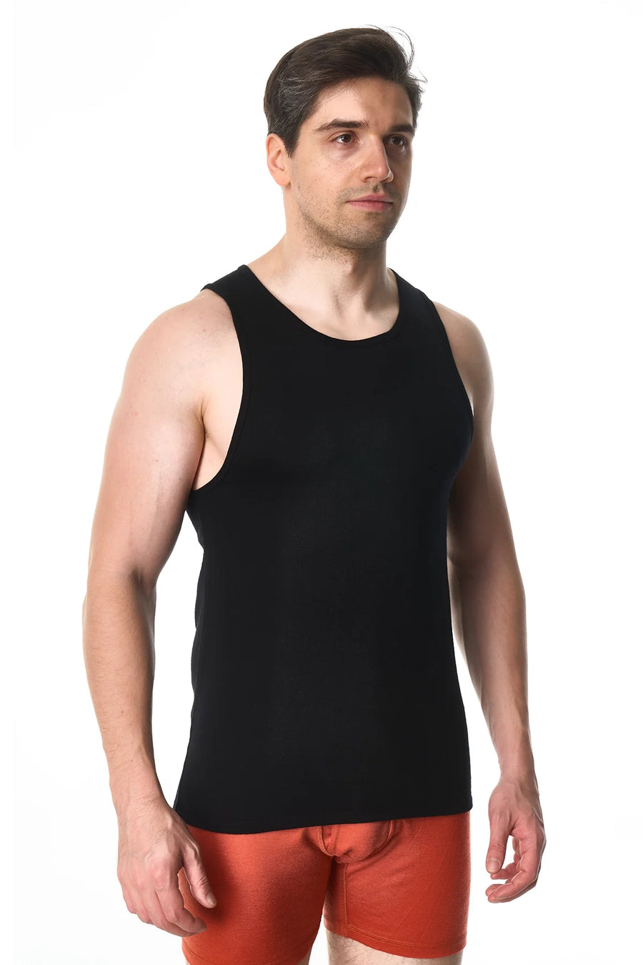 Men's Merino Wool Tank Top A-Shirt Black
