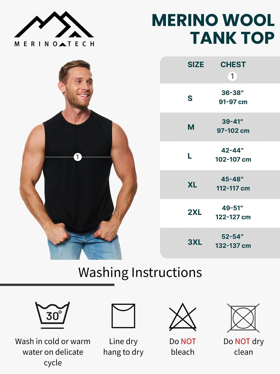 Men's Merino Wool Tank Top Deep Blue