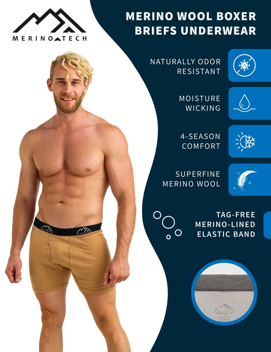 Men's Merino Boxers 190 Brief Camel (1 Pack)