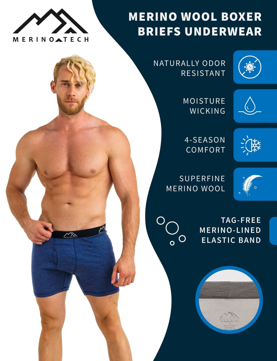 Men's Merino Boxers 190 Brief Windsor Blue (1 Pack)
