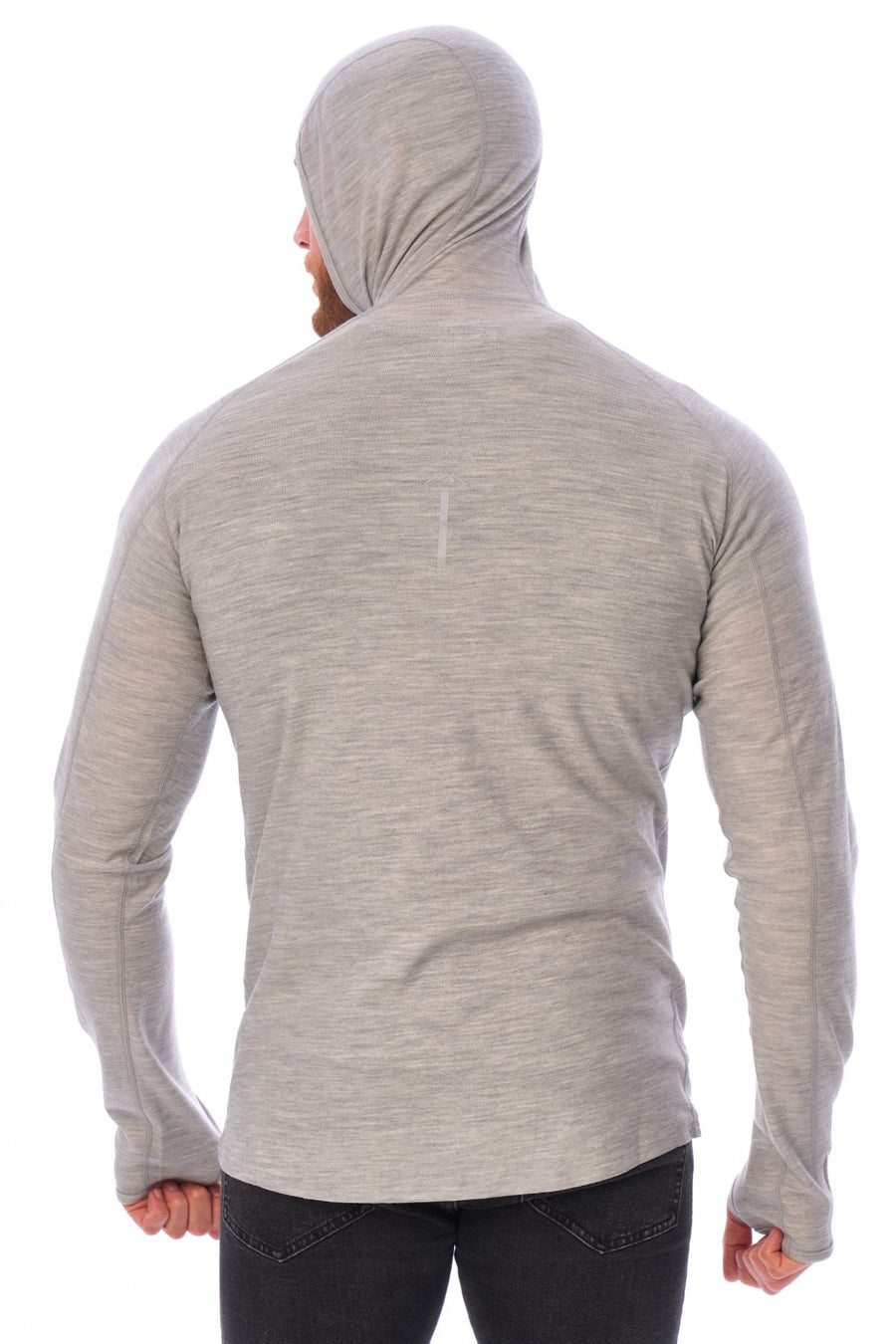 Men's Merino Wool Half Zip Hoodie 190 Heather Grey
