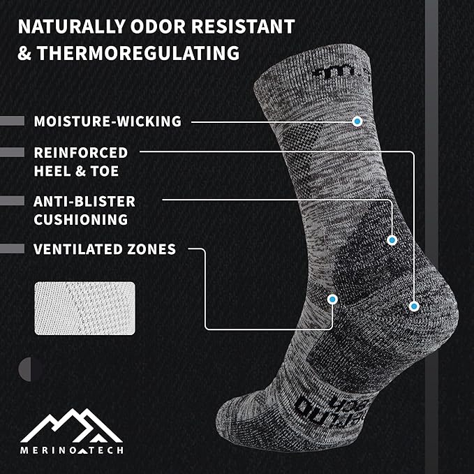 Merino Wool Hiking Socks - (Pack of 2 ) Navy Cobalt