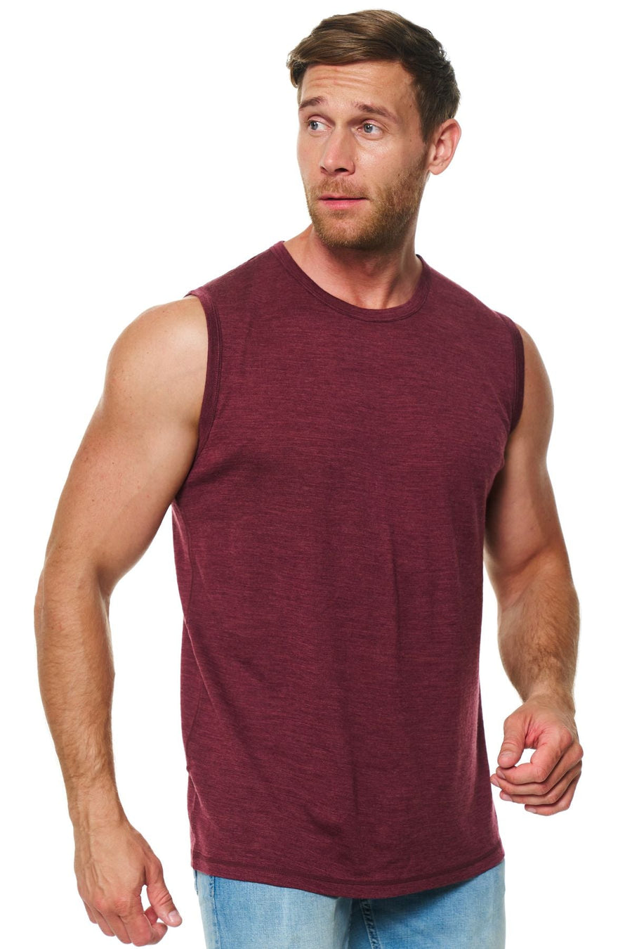 Men's Merino Wool Tank Top Burgundy