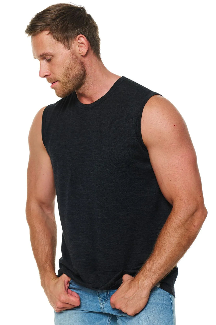 Men's Merino Wool Tank Top Charcoal Grey