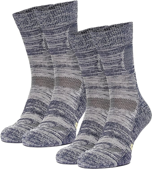 Merino Wool Hiking Socks - (Pack of 2 ) Navy Yellow