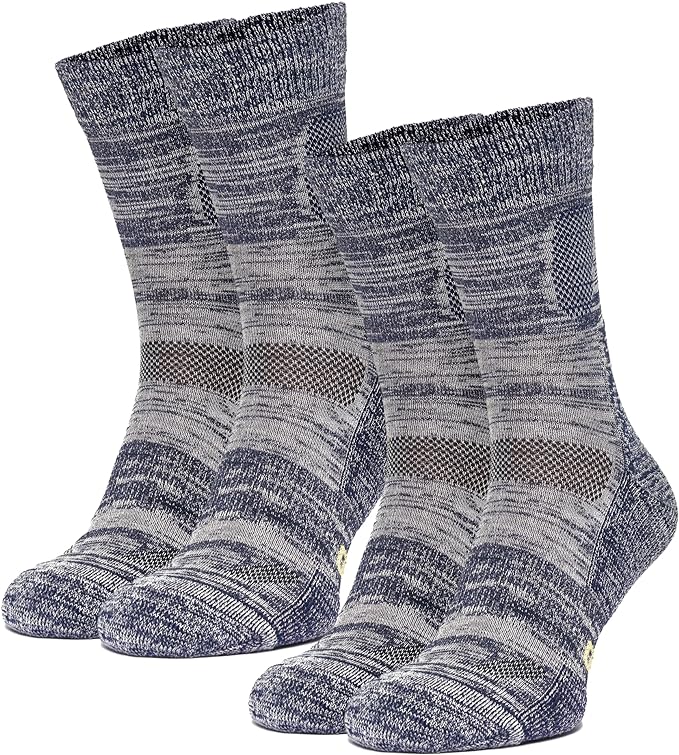 Merino Wool Hiking Socks - (Pack of 2 ) Navy Yellow