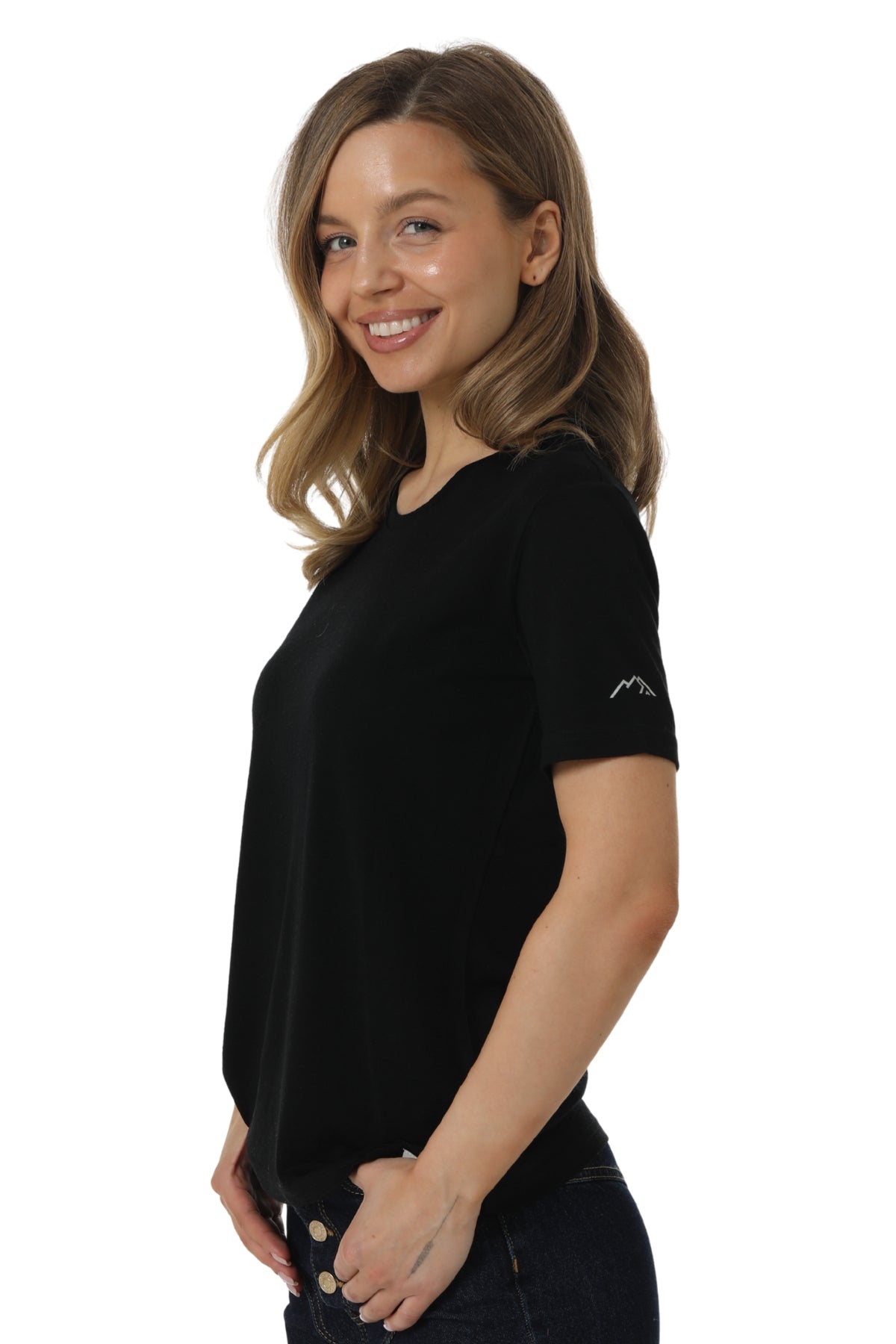 Women's Merino T-shirt 180 Black | Crewneck (+socks)