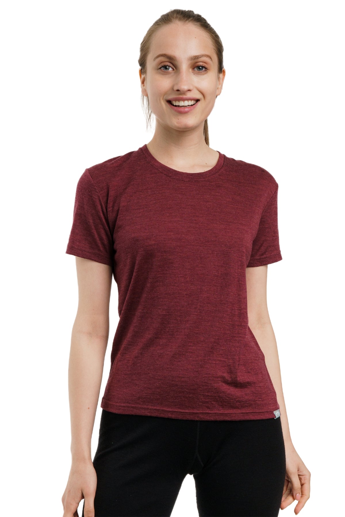 Women's Merino T-shirt 180 Burgundy | Crewneck (+socks)