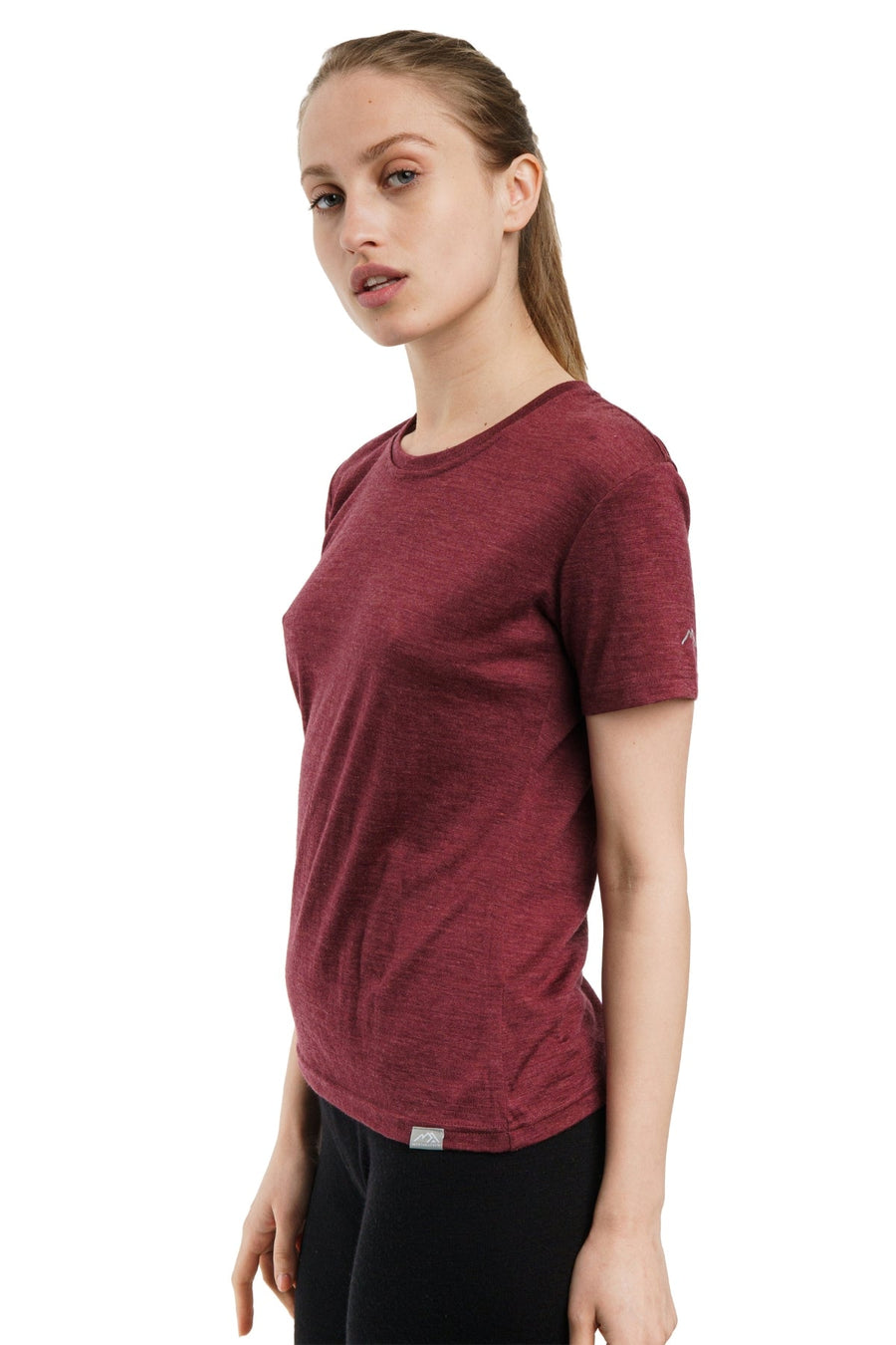 Women's Merino T-shirt 180 Burgundy | Crewneck (+socks)
