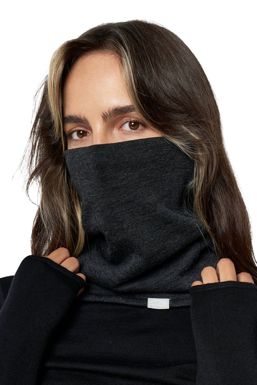Merino Double-Layer Neck Gaiter Charcoal Grey