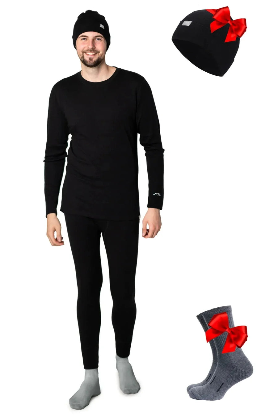 Men's Charcoal Grey Set + Black Beanie