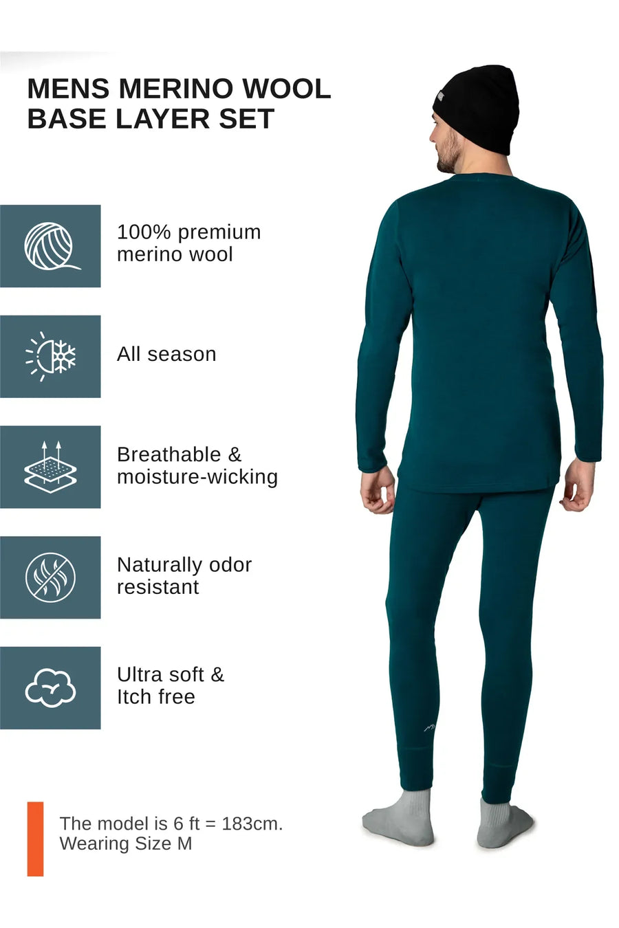 Men's Deep Teal Set + Black Beanie