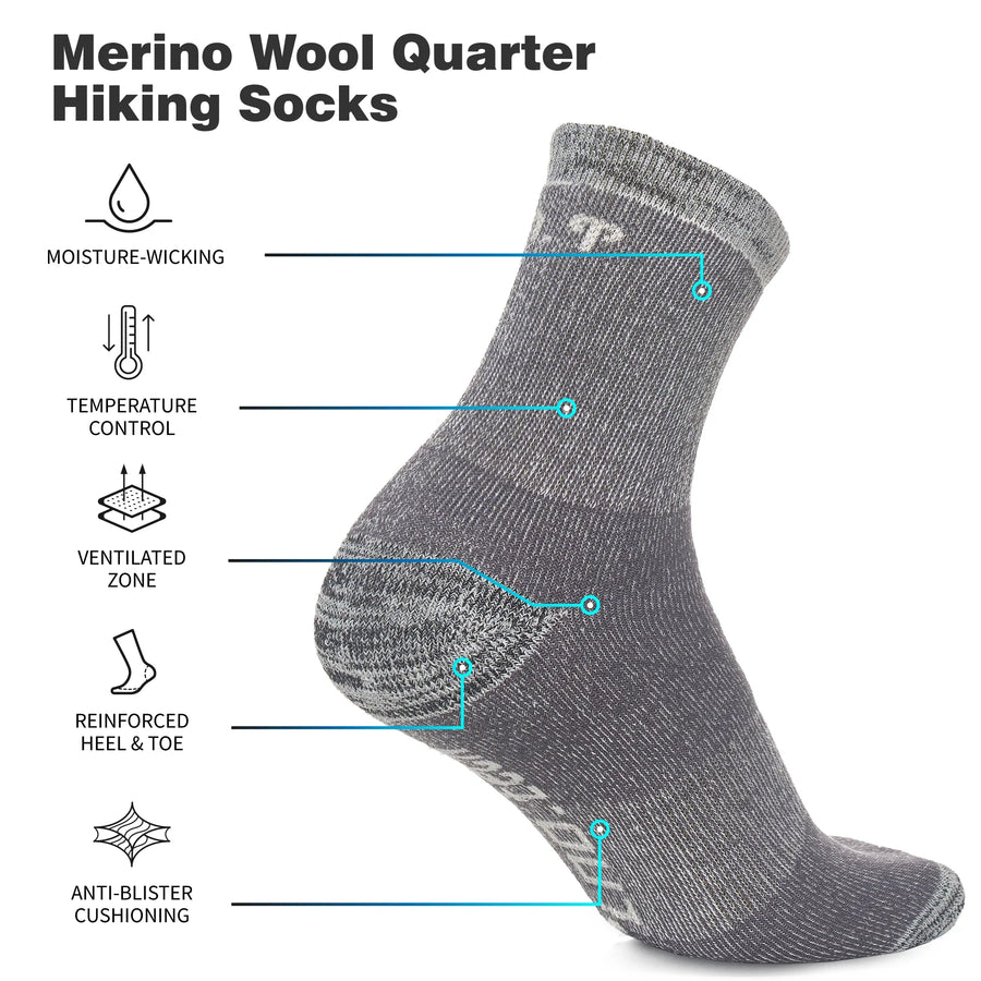 Merino Wool Running Socks - (Pack of 2) Light Grey Blue