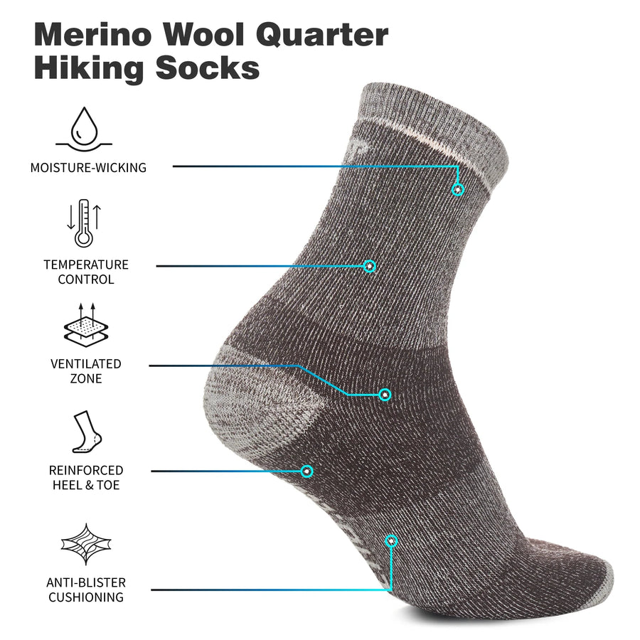 Merino Wool Running Socks - (Pack of 2) Brown Grey