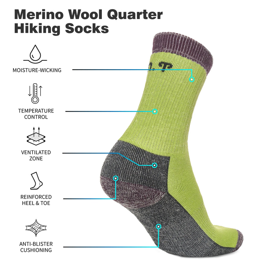 Merino Wool Running Socks - (Pack of 2) Electric Lightning