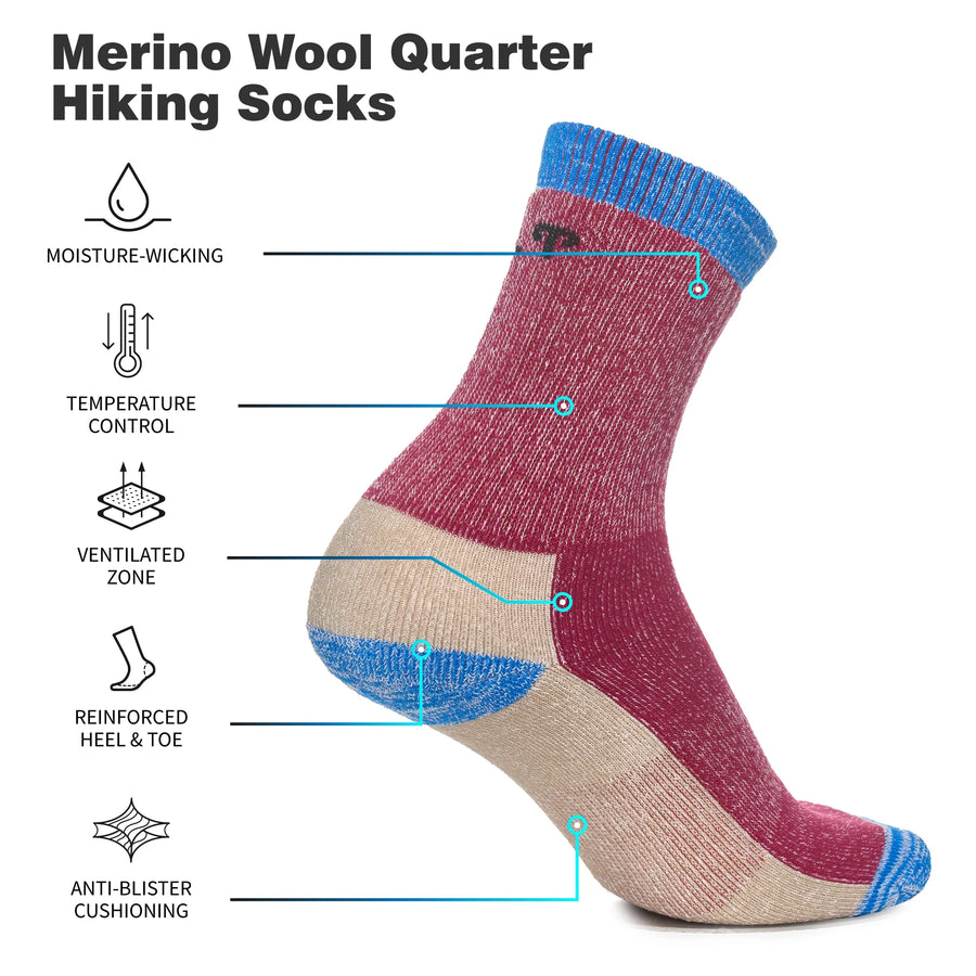 Merino Wool Running Socks - (Pack of 2) Dragonfruit Purple