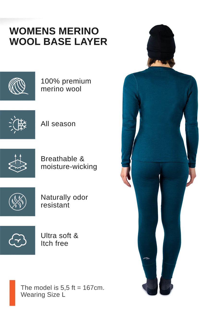 Women's Deep Teal Set + Black Beanie