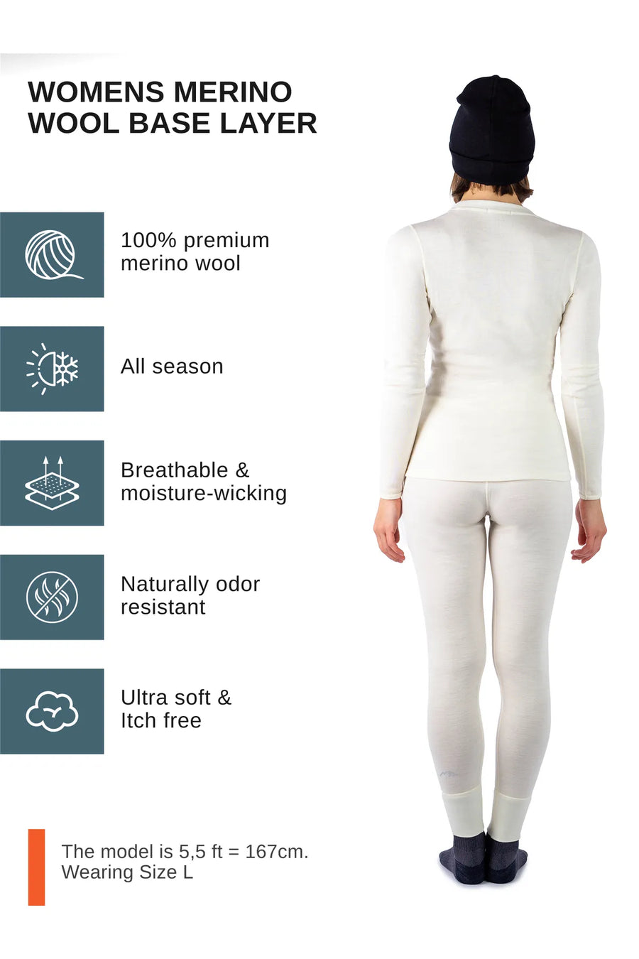 Women's Natural Merinos Set + Black Beanie