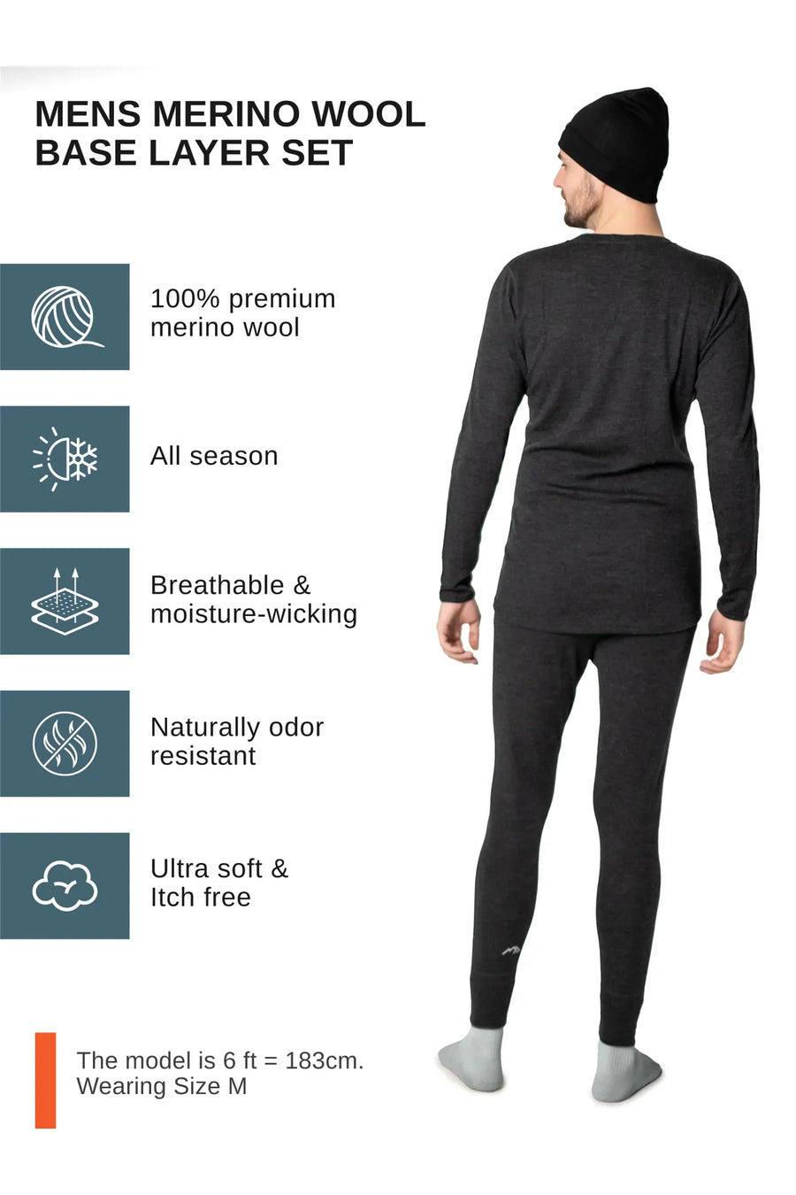 Men's Charcoal Grey Set + Black Beanie