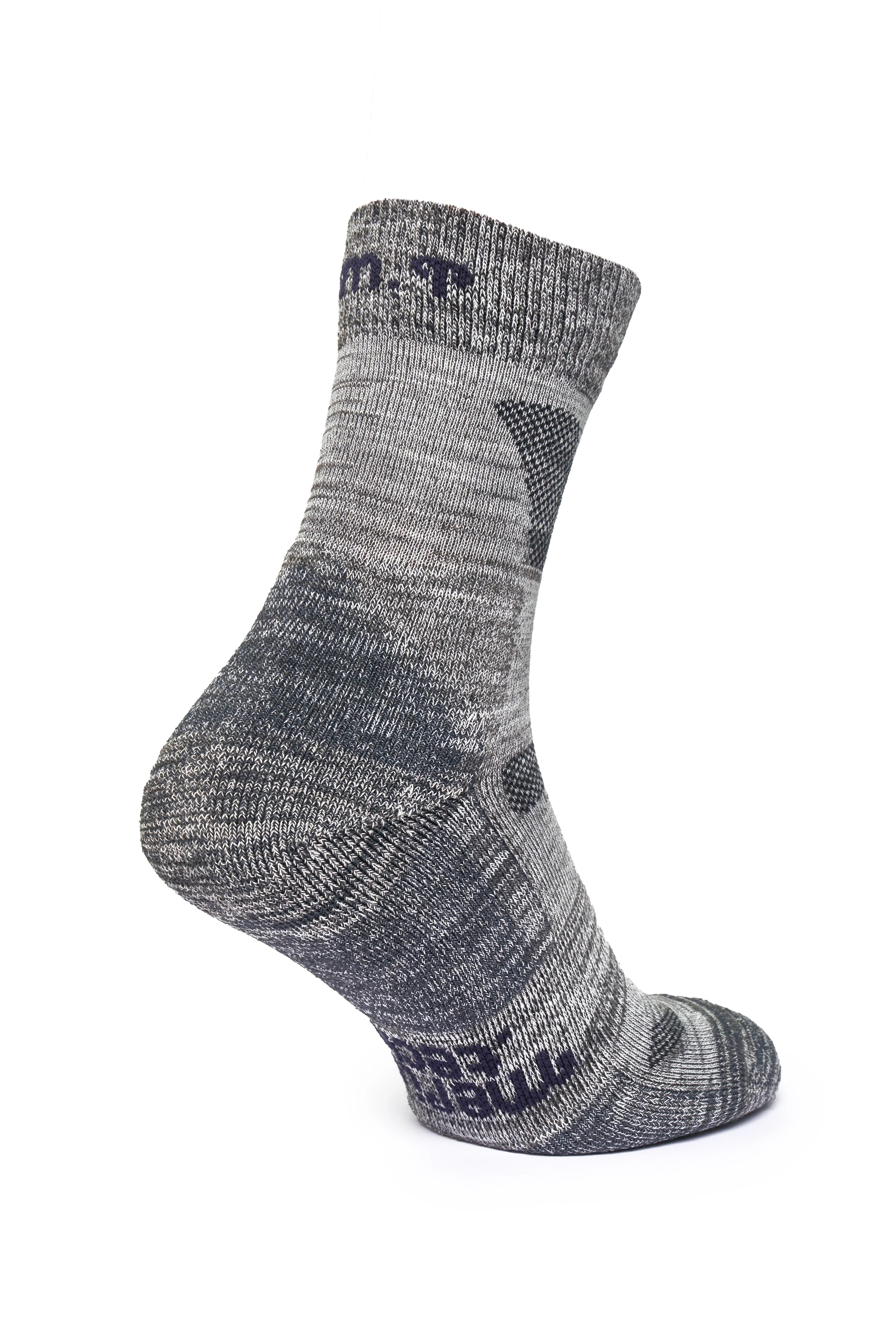 Merino Wool Hiking Socks - (Pack of 2) Grey Heather