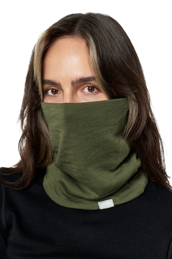 Merino Double-Layer Neck Gaiter Dark Olive