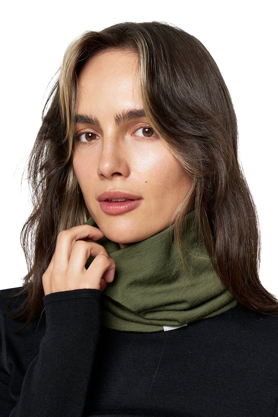 Merino Double-Layer Neck Gaiter Dark Olive