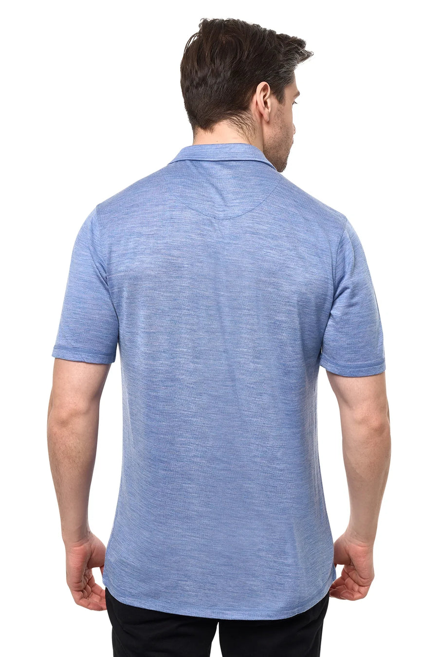 Men's Merino Button-Up Short Sleeve Shirt Deep Blue