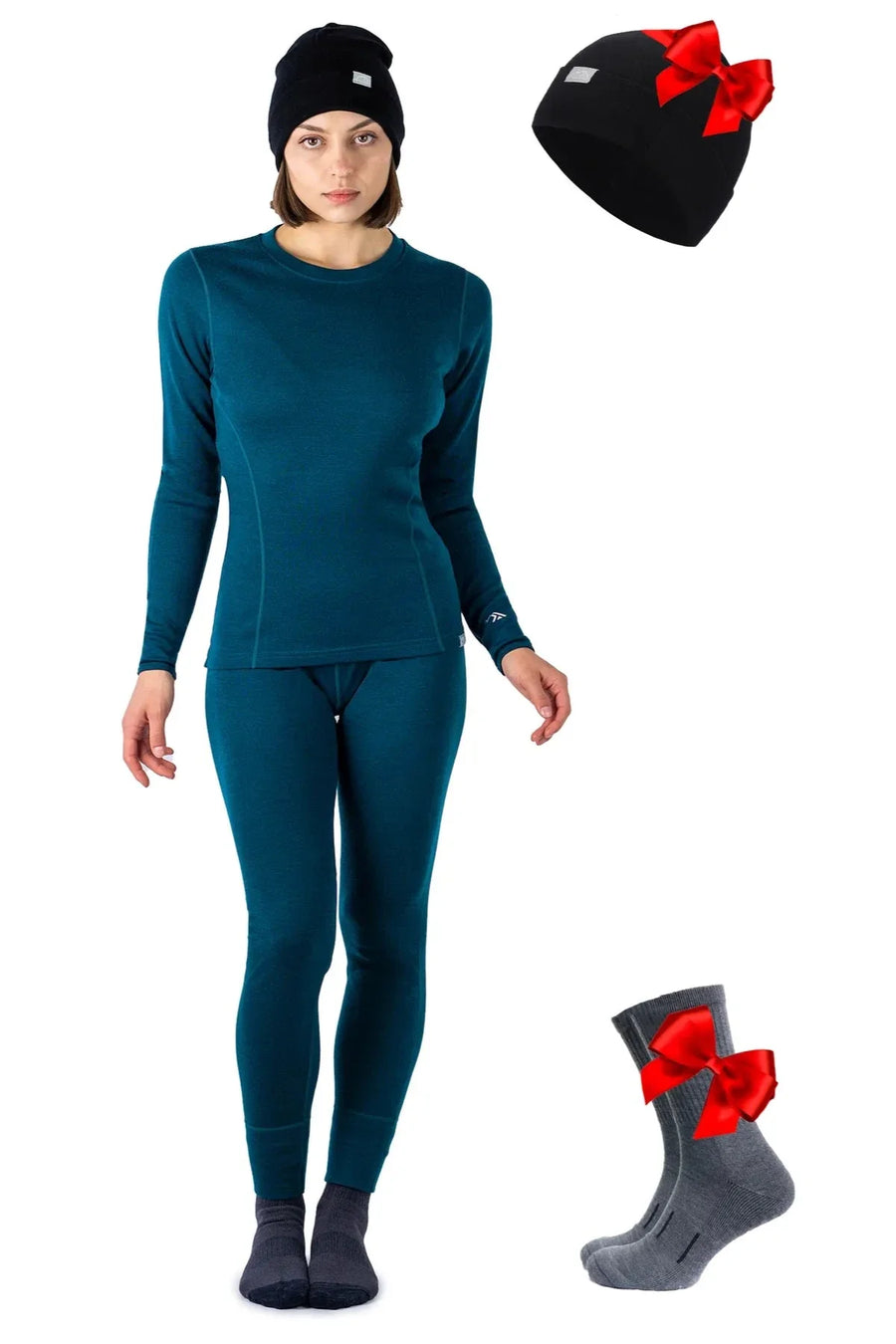 Women's Deep Teal Set + Black Beanie