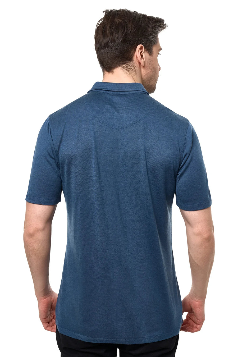 Men's Merino Button-Up Short Sleeve Shirt Denim