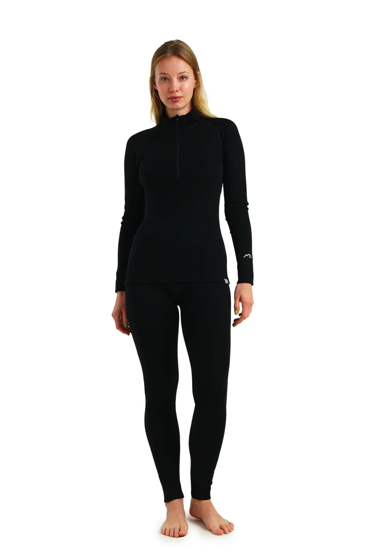 Women's Merino Thermal Set 320 Black Zip-up