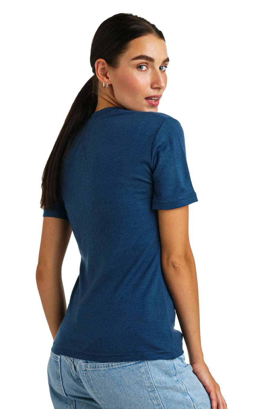 Women's Merino T-shirt 180 Denim | Crewneck