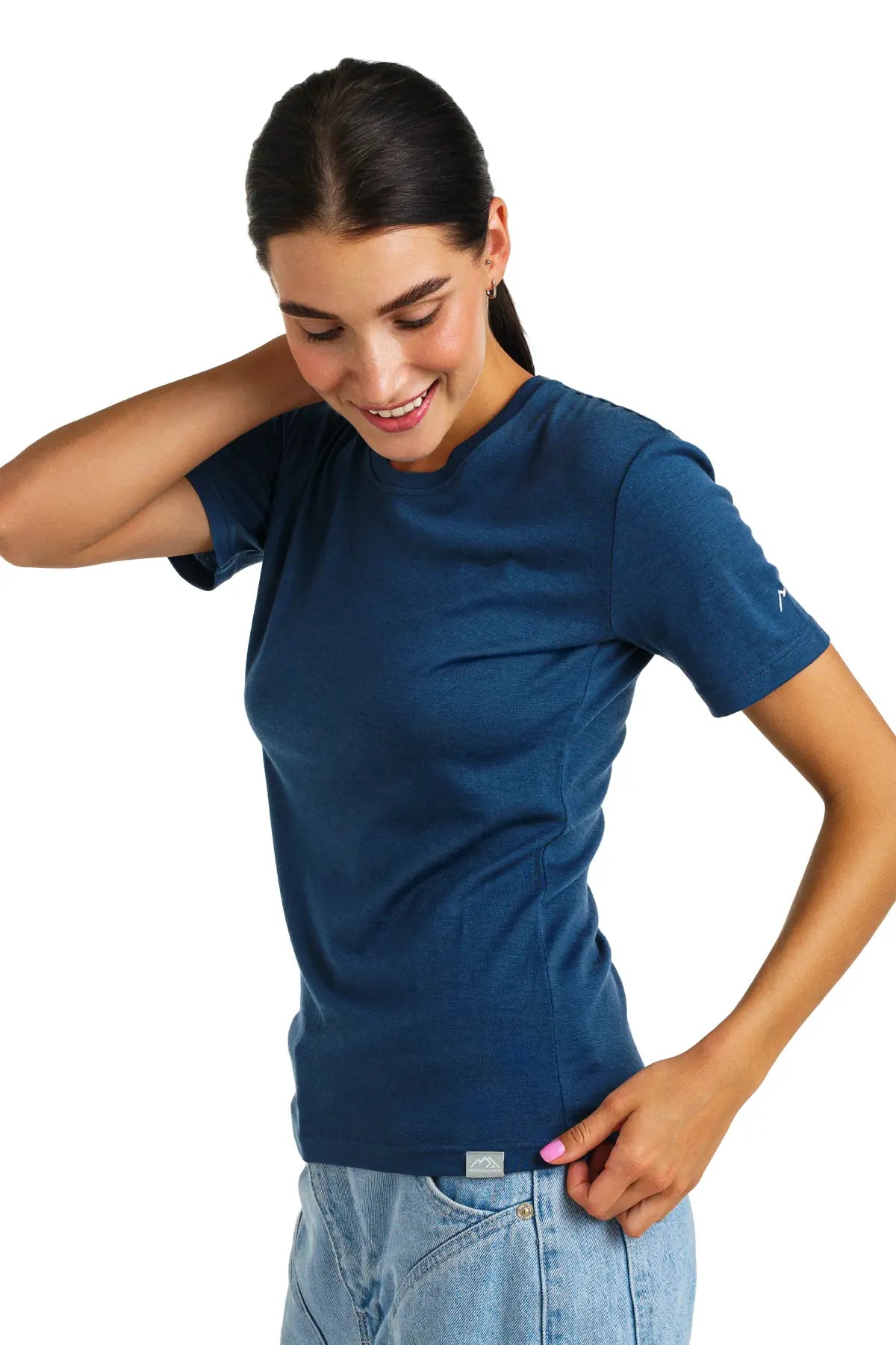 Women's Merino T-shirt 180 Denim | Crewneck