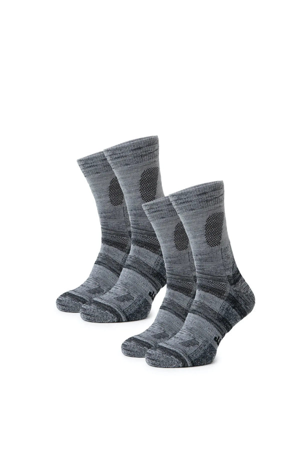 Merino Wool Hiking Socks - (Pack of 2) Heather Shadow