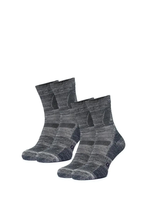 Merino Wool Hiking Socks - (Pack of 2) Oatmeal Black