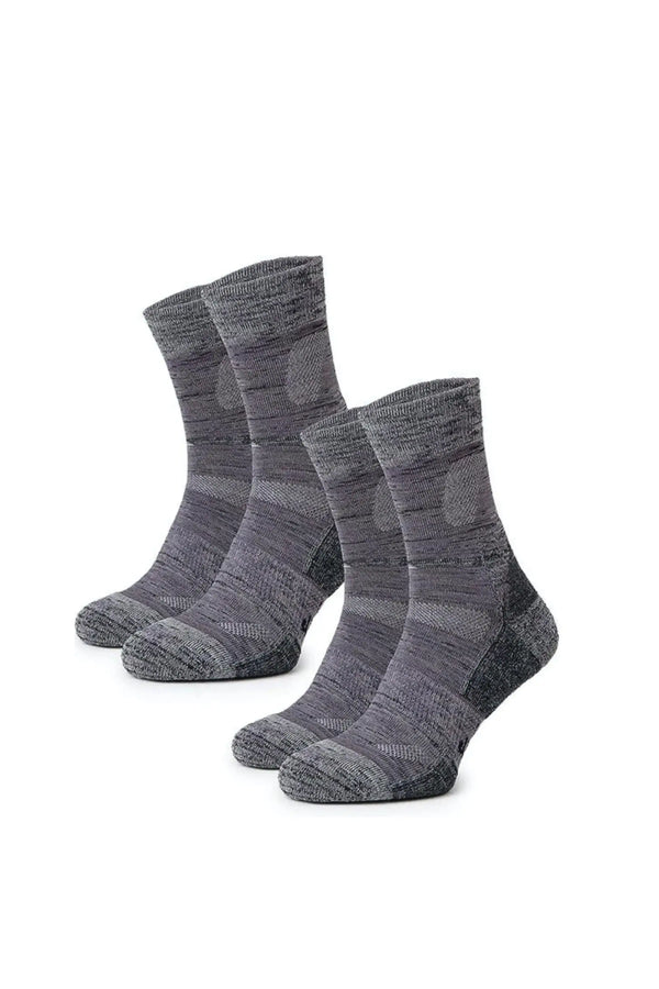 Merino Wool Hiking Socks - (Pack of 2) Light Grey