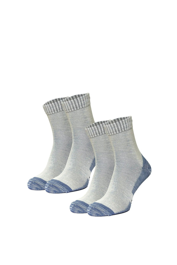 Merino Wool Running Socks - (Pack of 2) Cream Blue