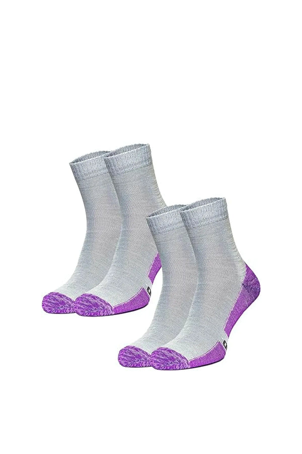Merino Wool Running Socks - (Pack of 2) Grey Purple