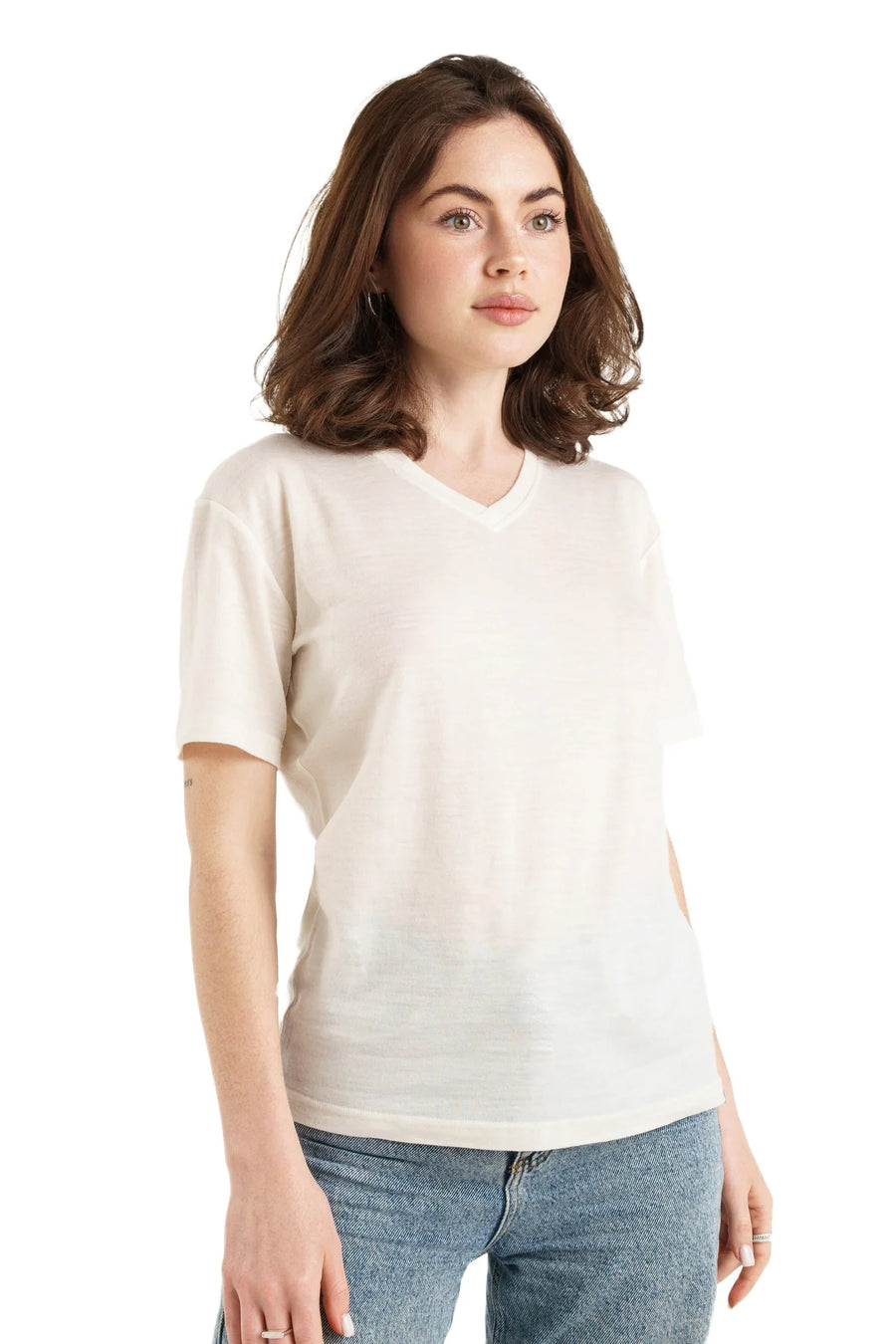 Women's Merino T-shirt 180 Off White | V-Neck (+socks)
